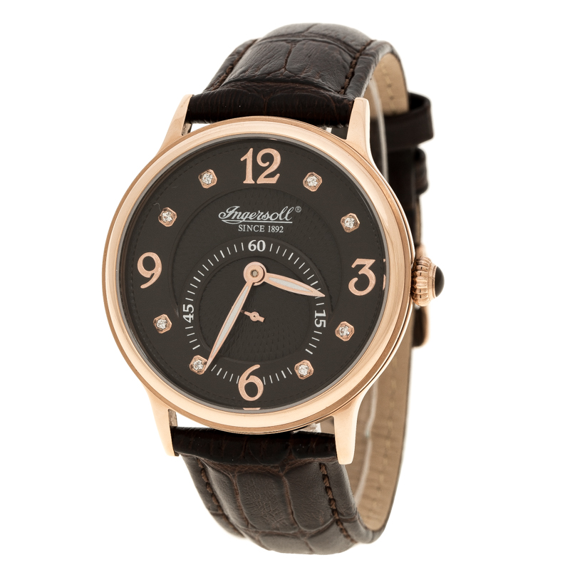 Ingersoll Brown Rose Gold-Plated Steel Regent Men's Wristwatch 38MM