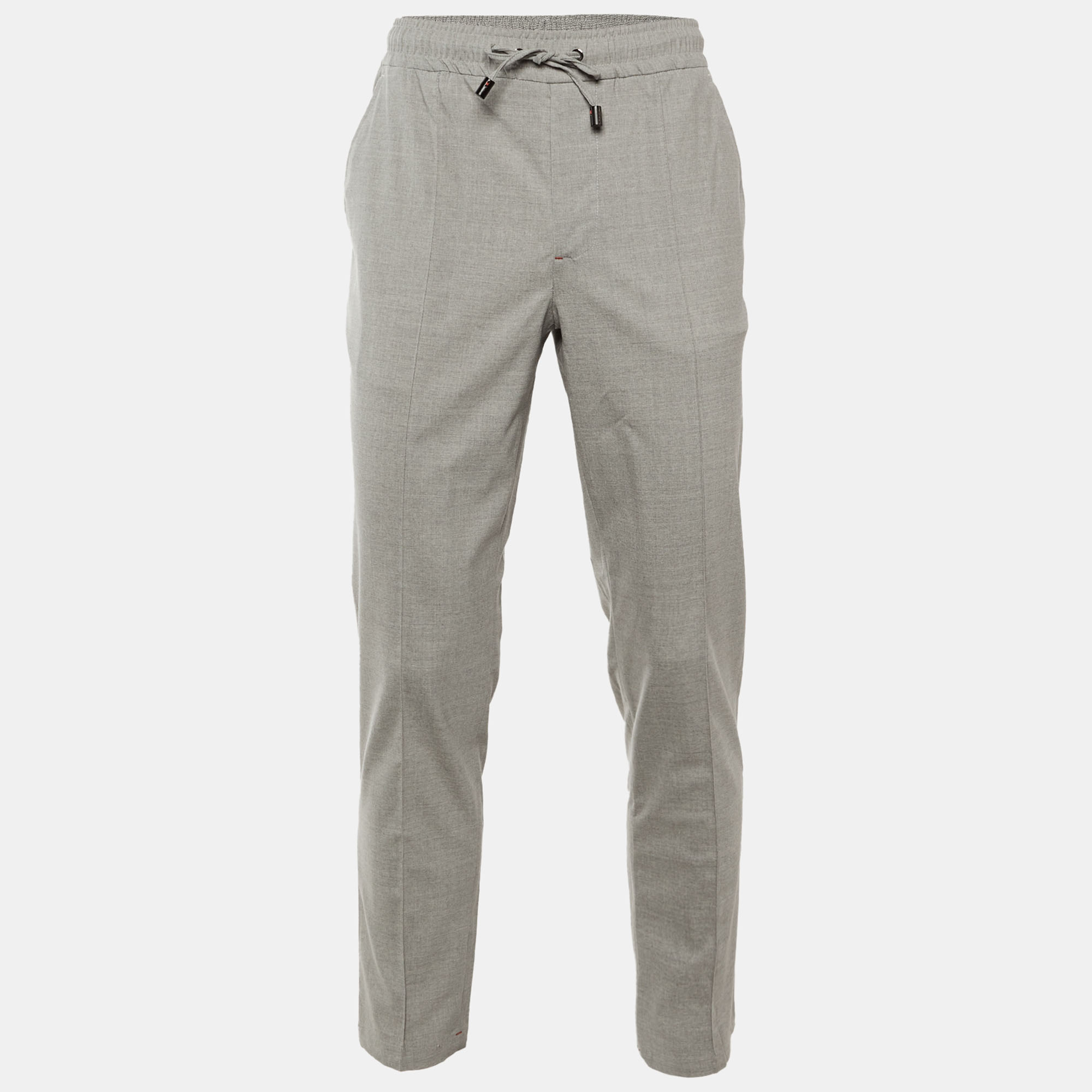 

Isaia Napoli Grey Wool Drawstring Trousers L