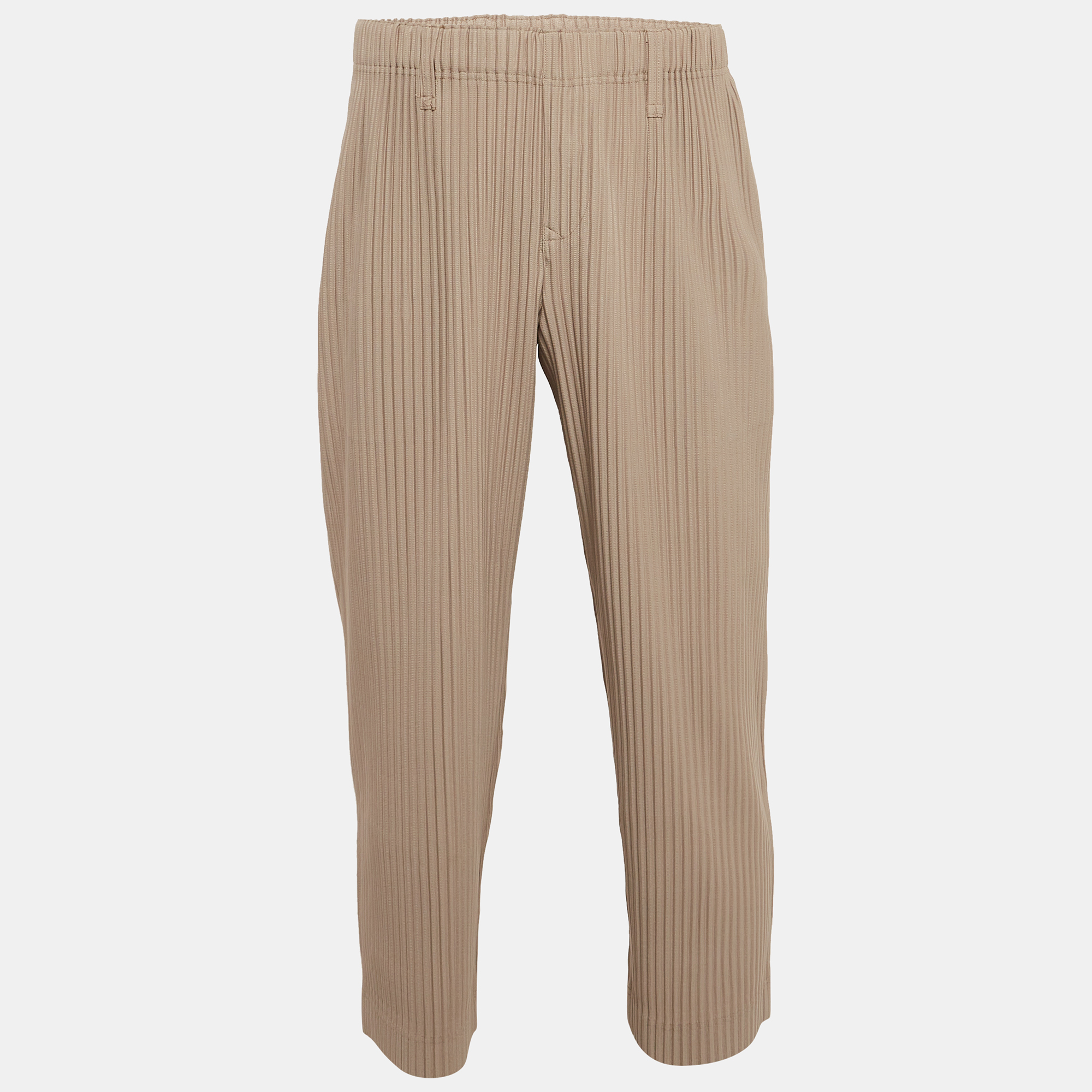 

Issey Miyake Homme Beige Plisse Relaxed-Leg Trousers S