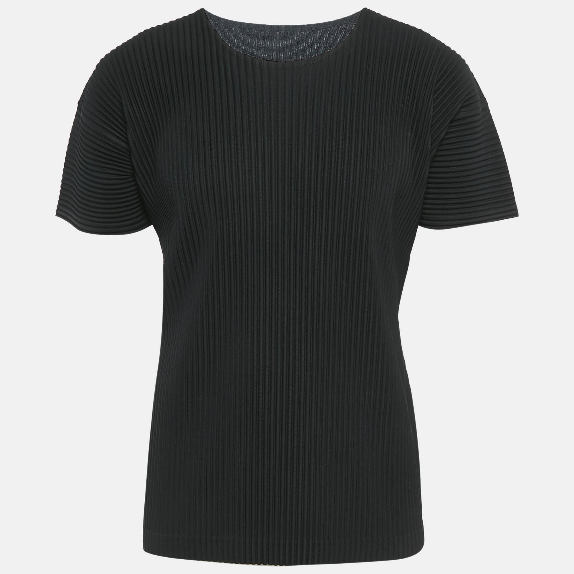 

Issey Miyake Homme Plisse Black Plisse Round Neck T-Shirt L