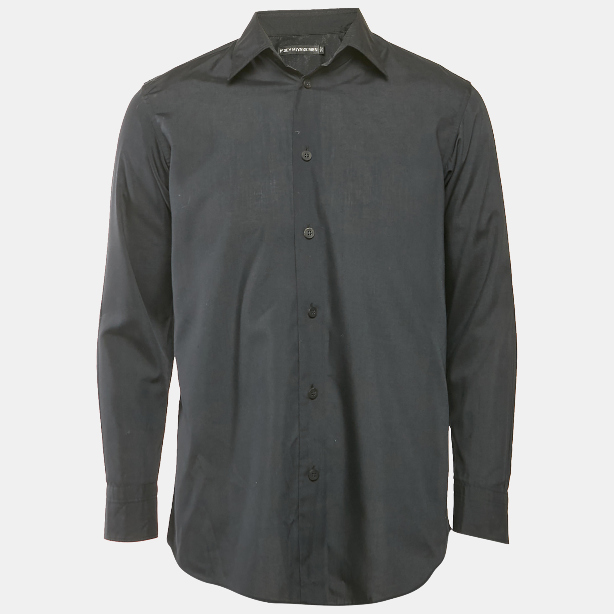 

Issey Miyake Men Black Crepe Pintucks Detail Shirt S
