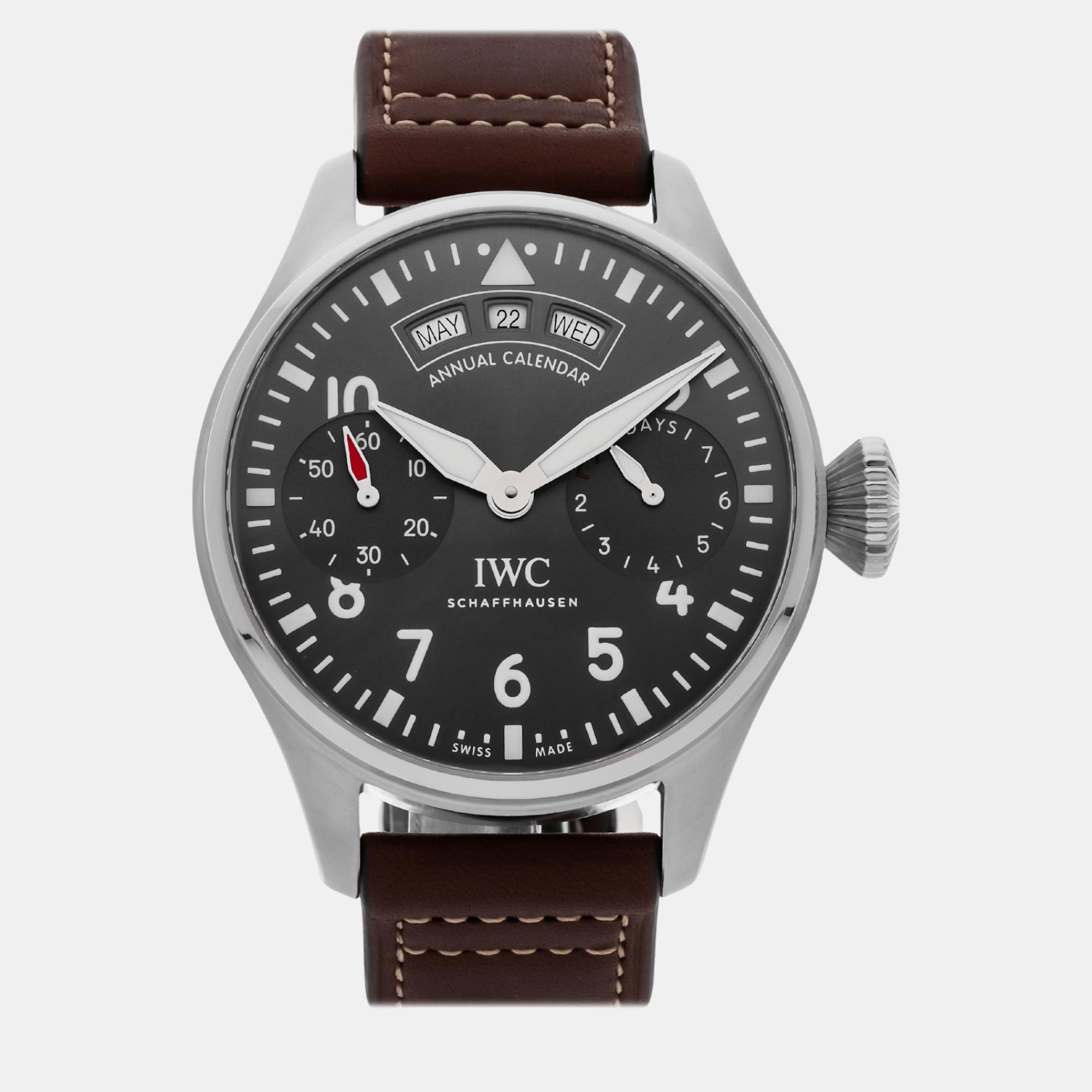 

IWC Grey Stainless Steel Big Pilot's IW5027-02 Automatic Men's Wristwatch 46 mm
