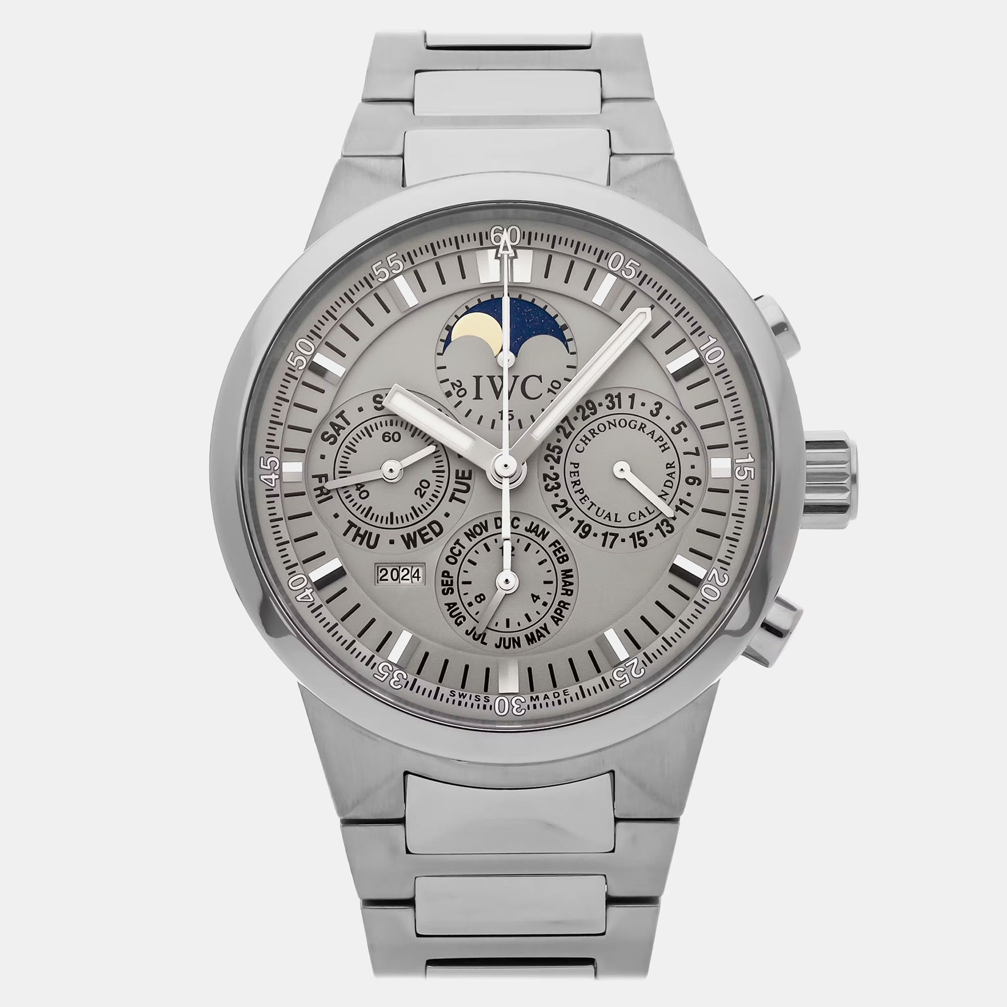 

IWC Grey Stainless Steel GST Perpetual Calendar IW3756-07 Automatic Men's Wristwatch 43 mm