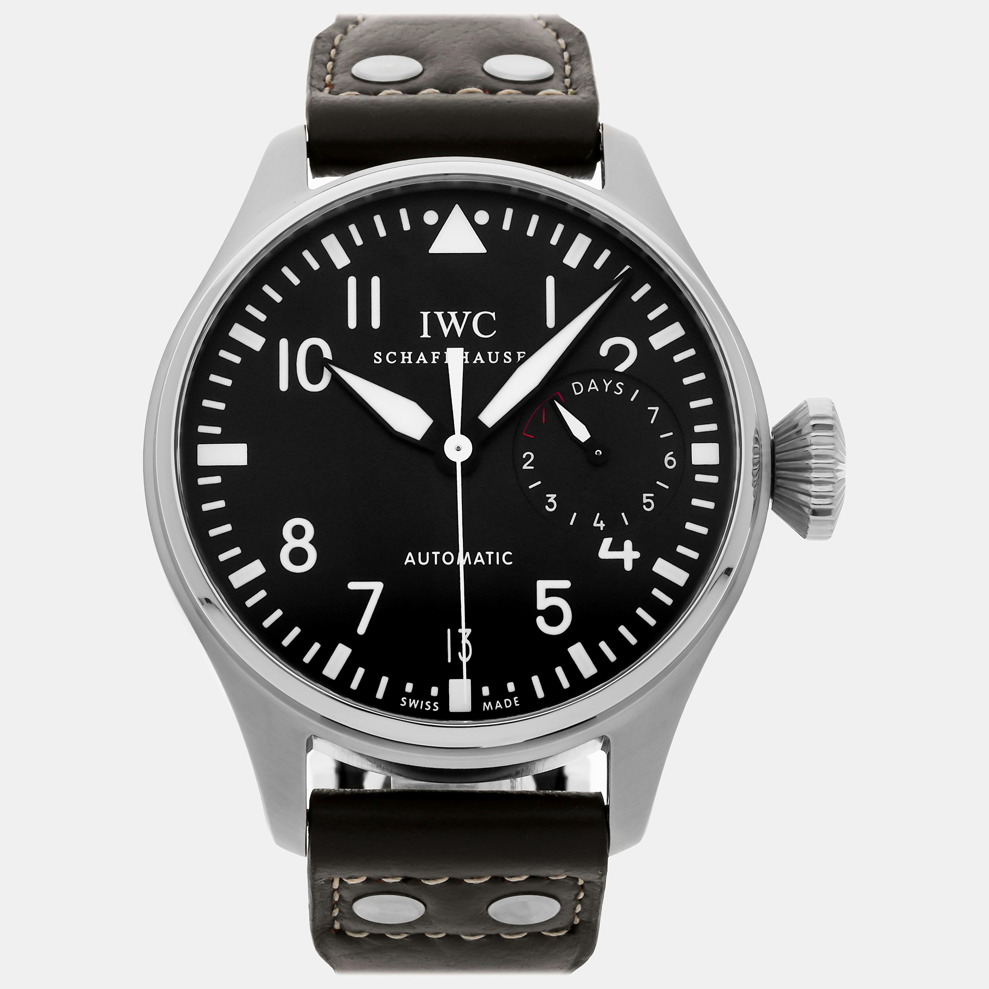 

IWC Black Stainless Steel Big Pilot's Automatic Men's Wristwatch 46 mm