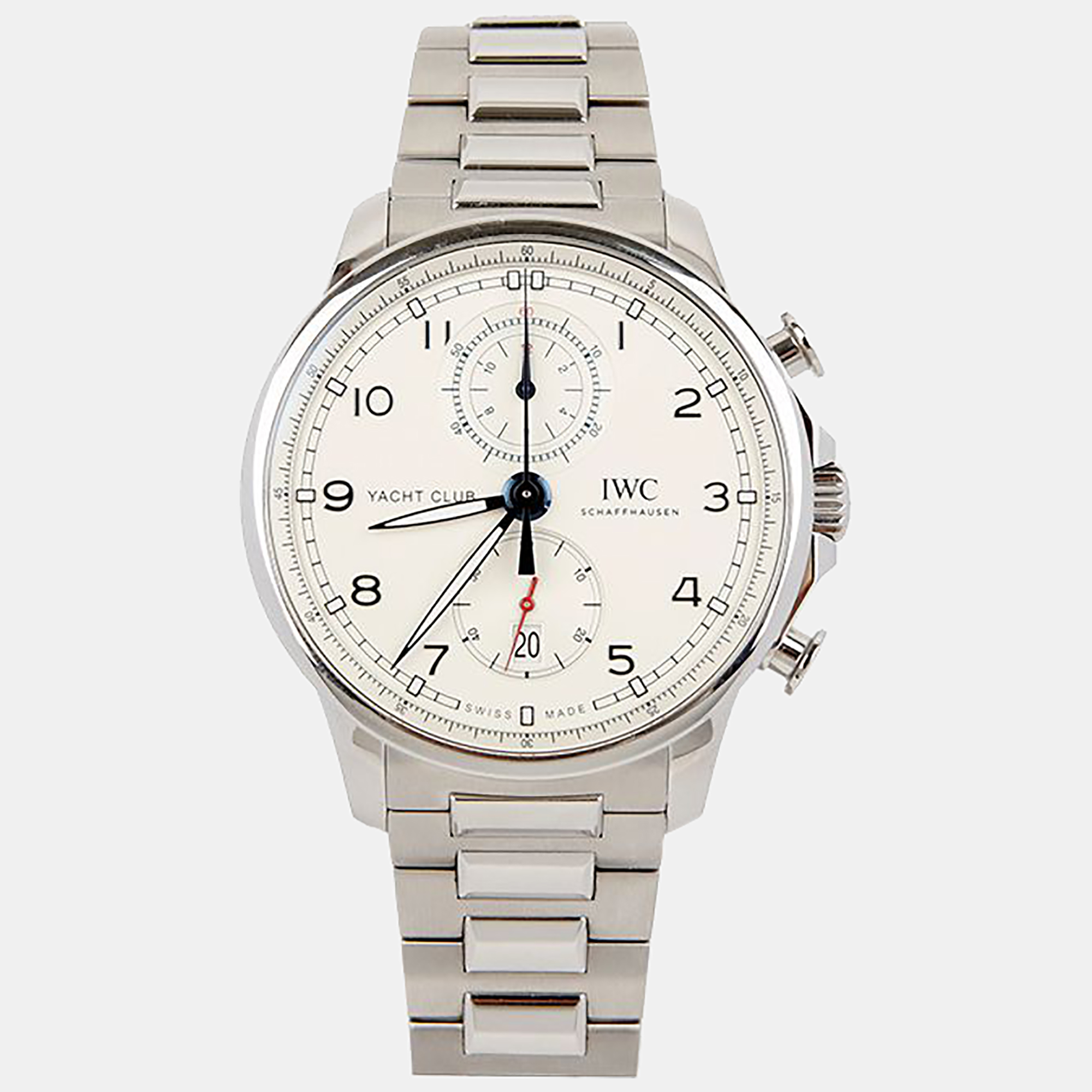 Pre-owned Iwc Schaffhausen White Stainless Steel Portugieser Iw390702 Automatic Men's Wristwatch 44 Mm