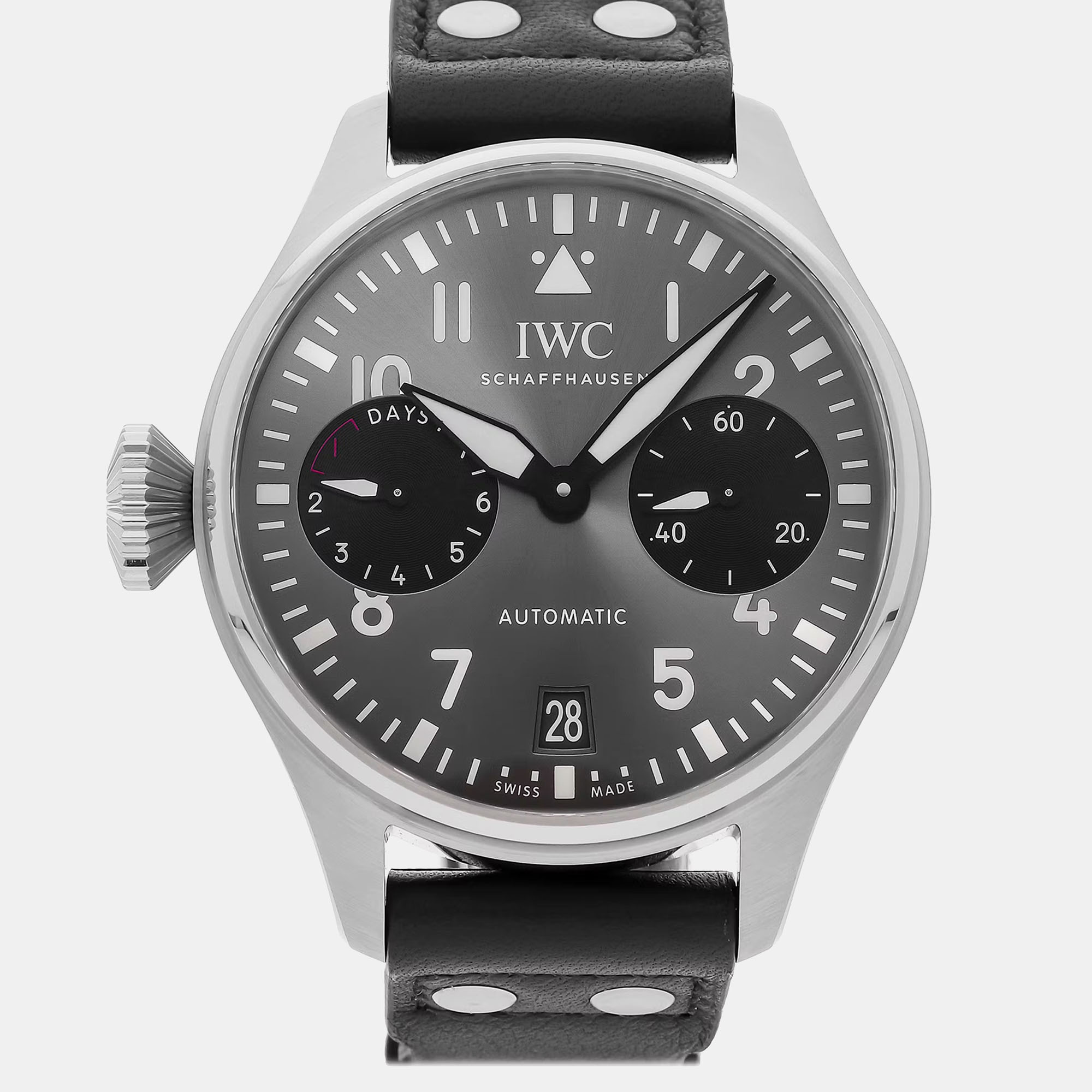 

IWC Grey Stainless Steel Big Pilot's IW5010-12 Automatic Men's Wristwatch 46 mm