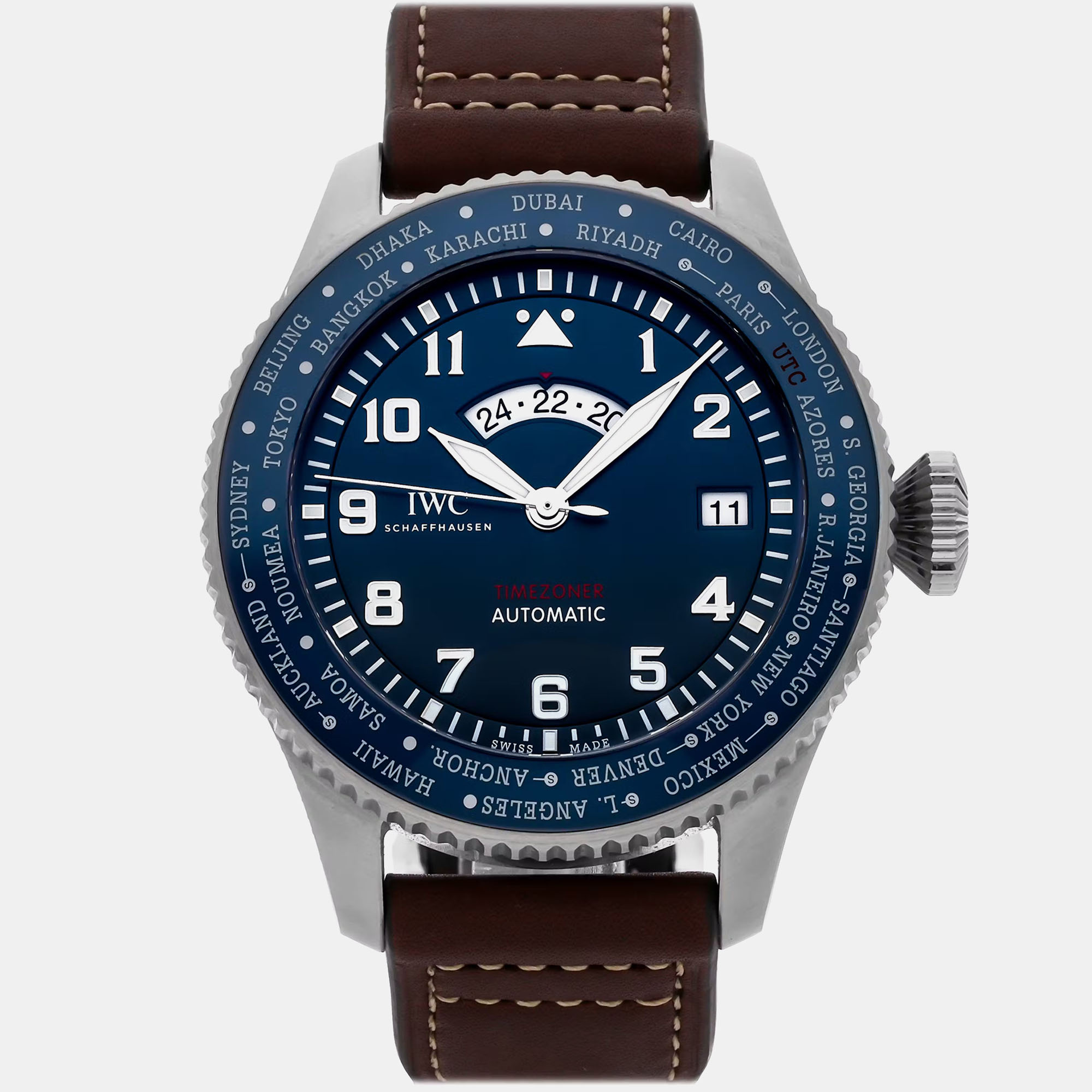 

IWC Blue Stainless Steel Pilot's IW3955-03 Automatic Men's Wristwatch 46 mm