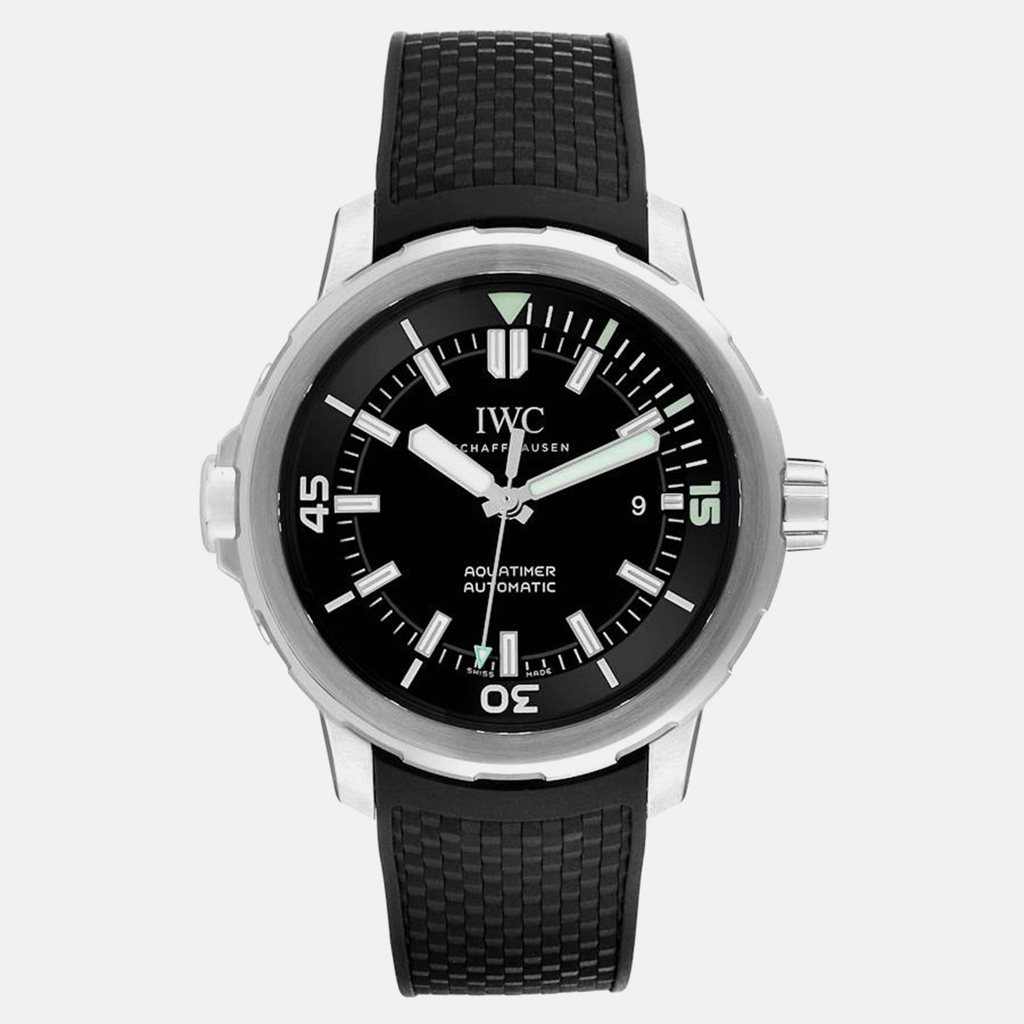 

IWC Black Stainless Steel Aquatimer IW329001 Automatic Men's Wristwatch 42 mm