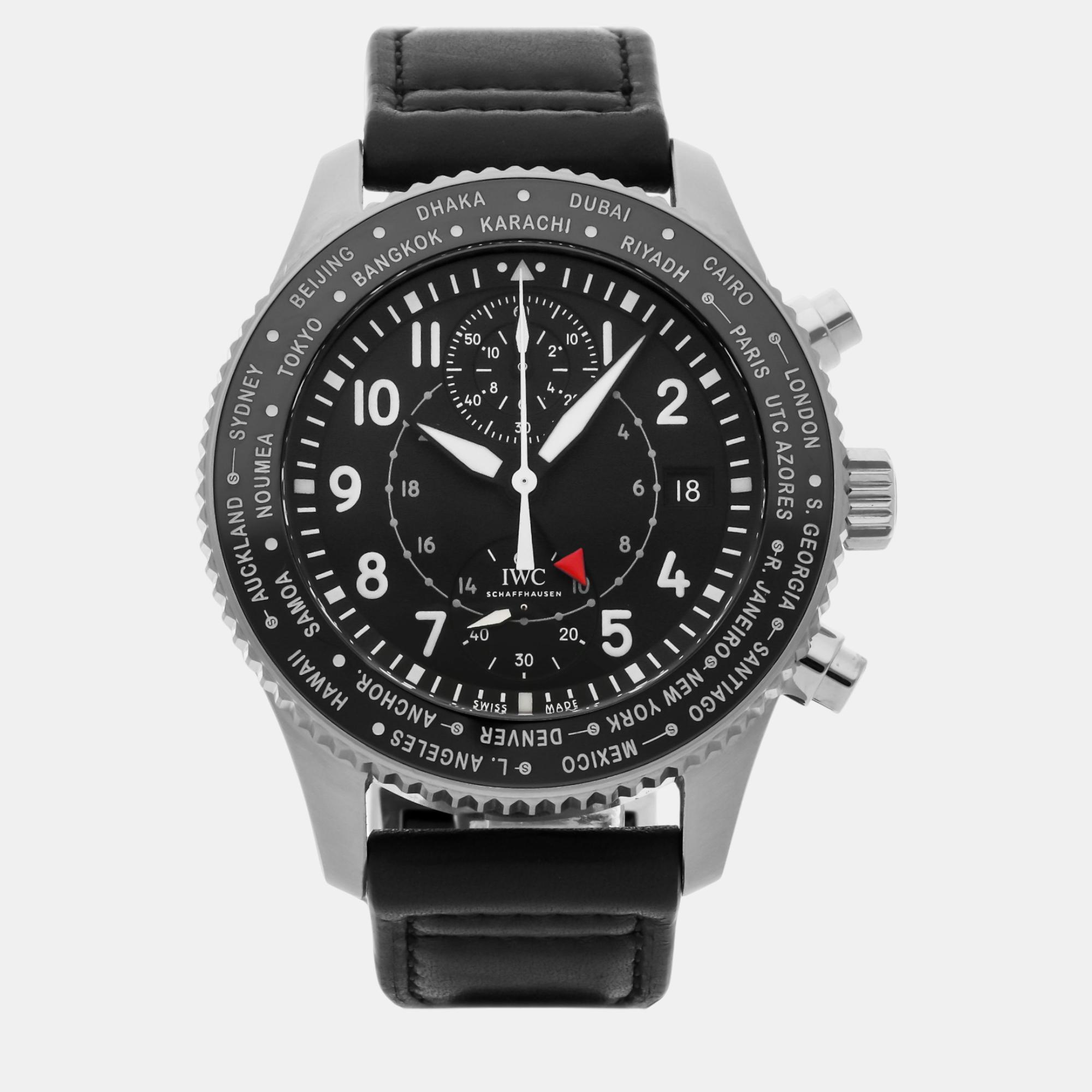 

IWC Black Stainless Steel Pilot's IW3950-01 Automatic Men's Wristwatch 46 mm