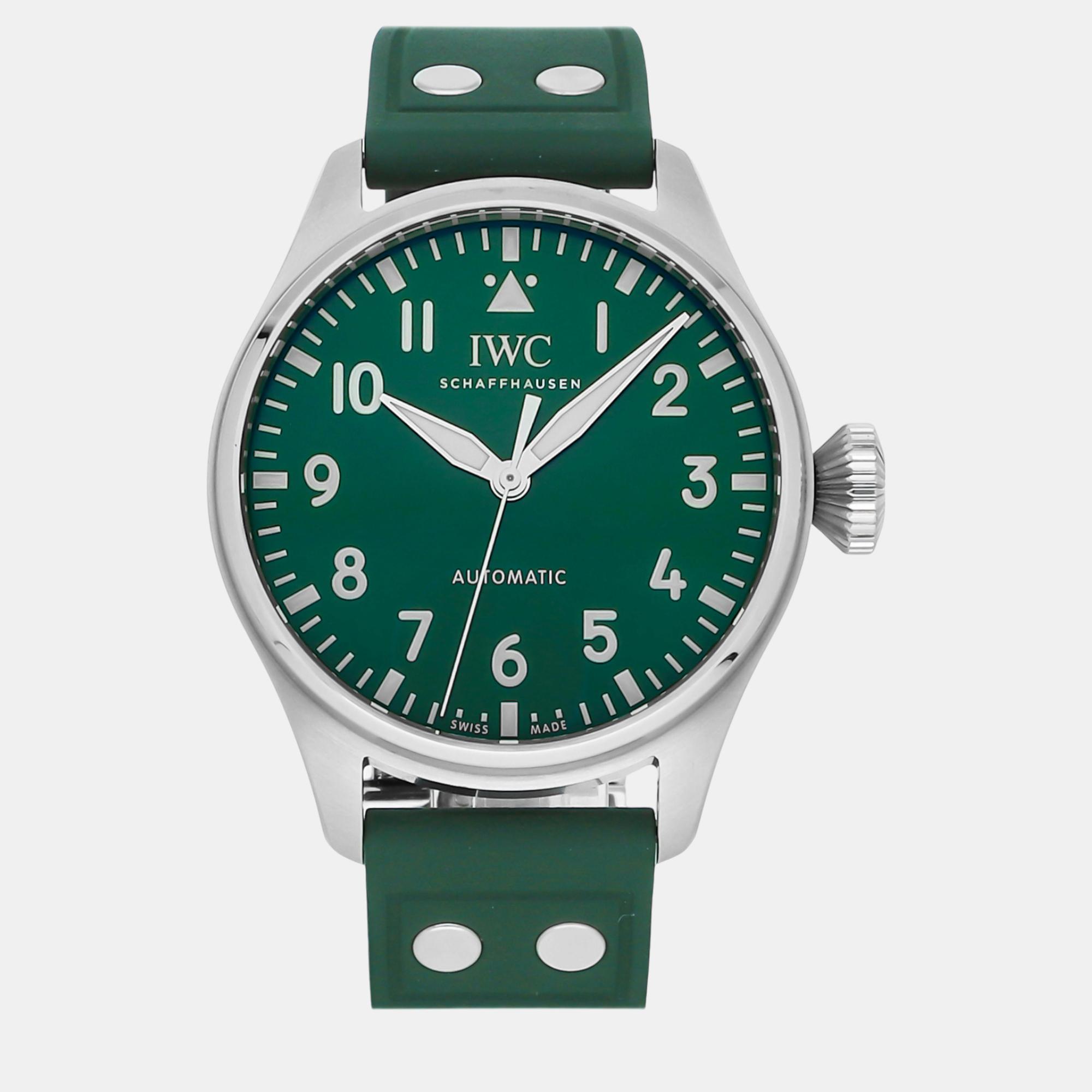 

IWC Green Stainless Steel Big Pilot's IW3293-06 Automatic Men's Wristwatch 43 mm