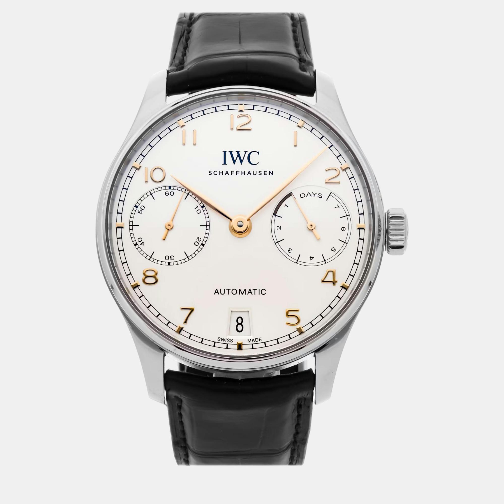 

IWC Silver Stainless Steel Portugieser IW5007-04 Automatic Men's Wristwatch 42 mm