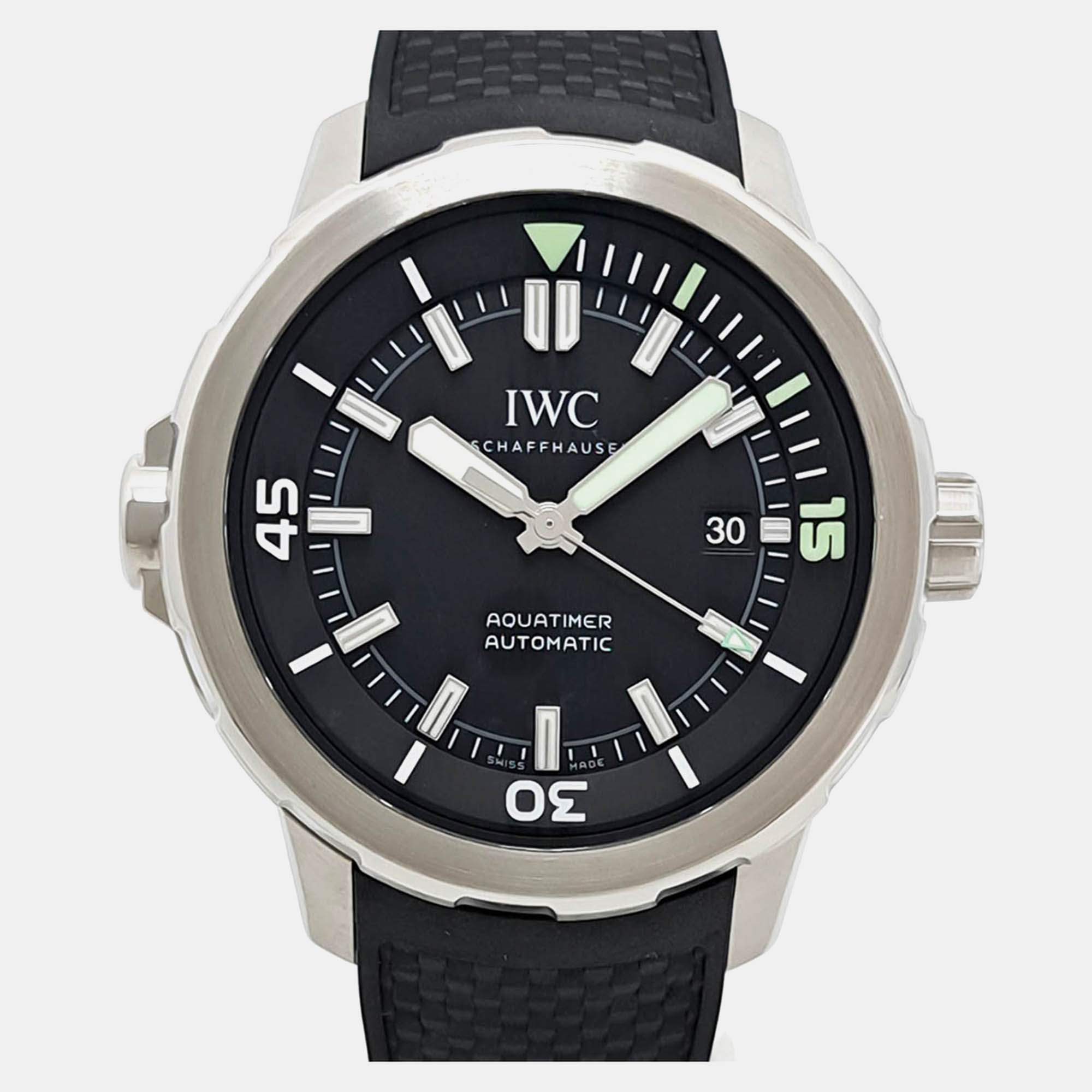 

IWC Black Stainless Steel Aquatimer IW376705 Automatic Men's Wristwatch 44 mm