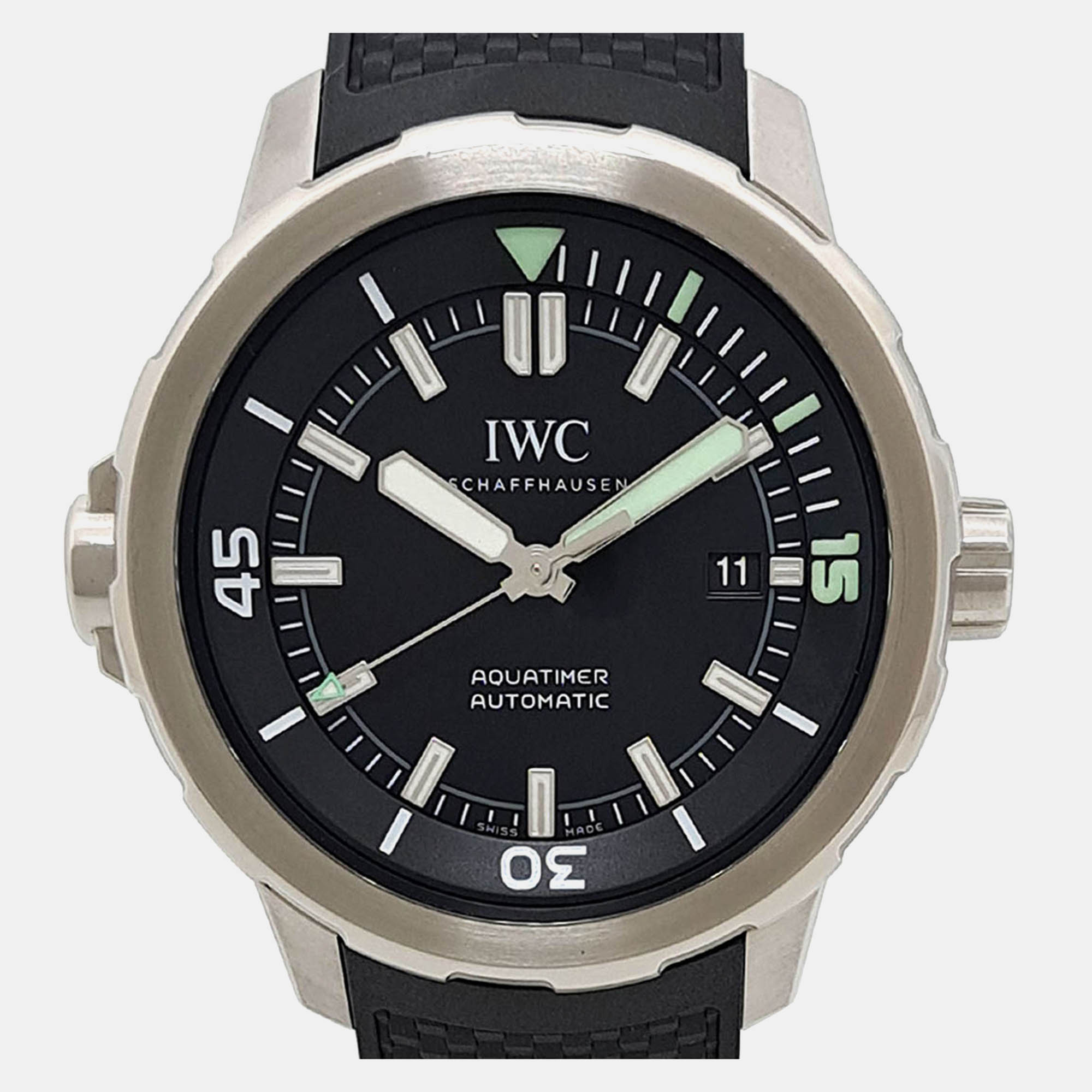 

IWC Black Stainless Steel Aquatimer IW329001 Automatic Men's Wristwatch 44 mm