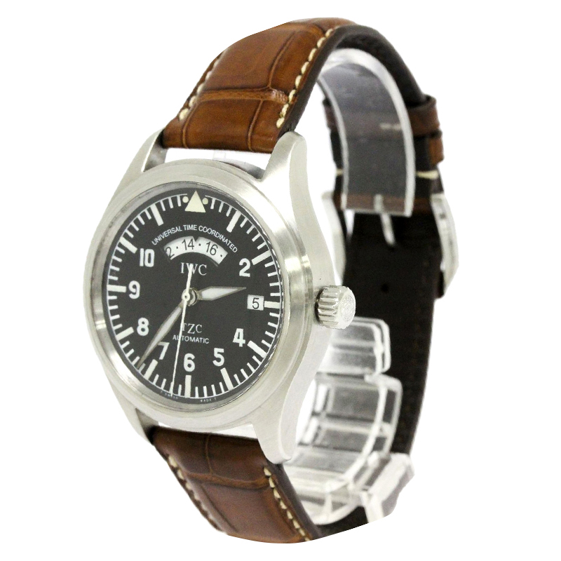 Pre Owned IWC Black Stainless Steel Flieger Men's Wristwatch 39MM