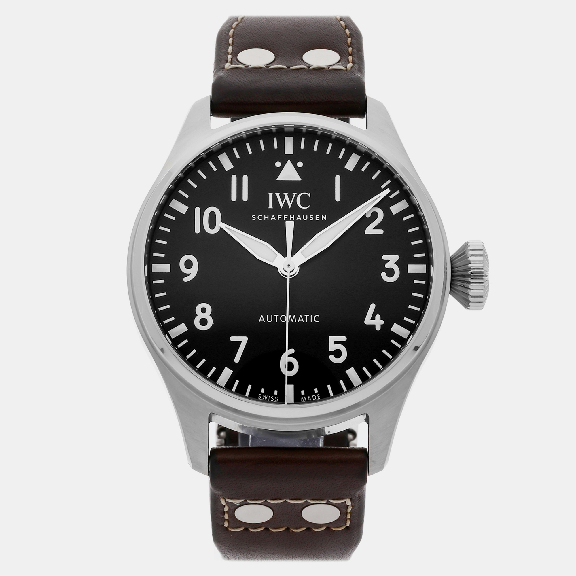 

IWC Black Stainless Steel Big Pilot's IW3293-01 Automatic Men's Wristwatch 43 mm