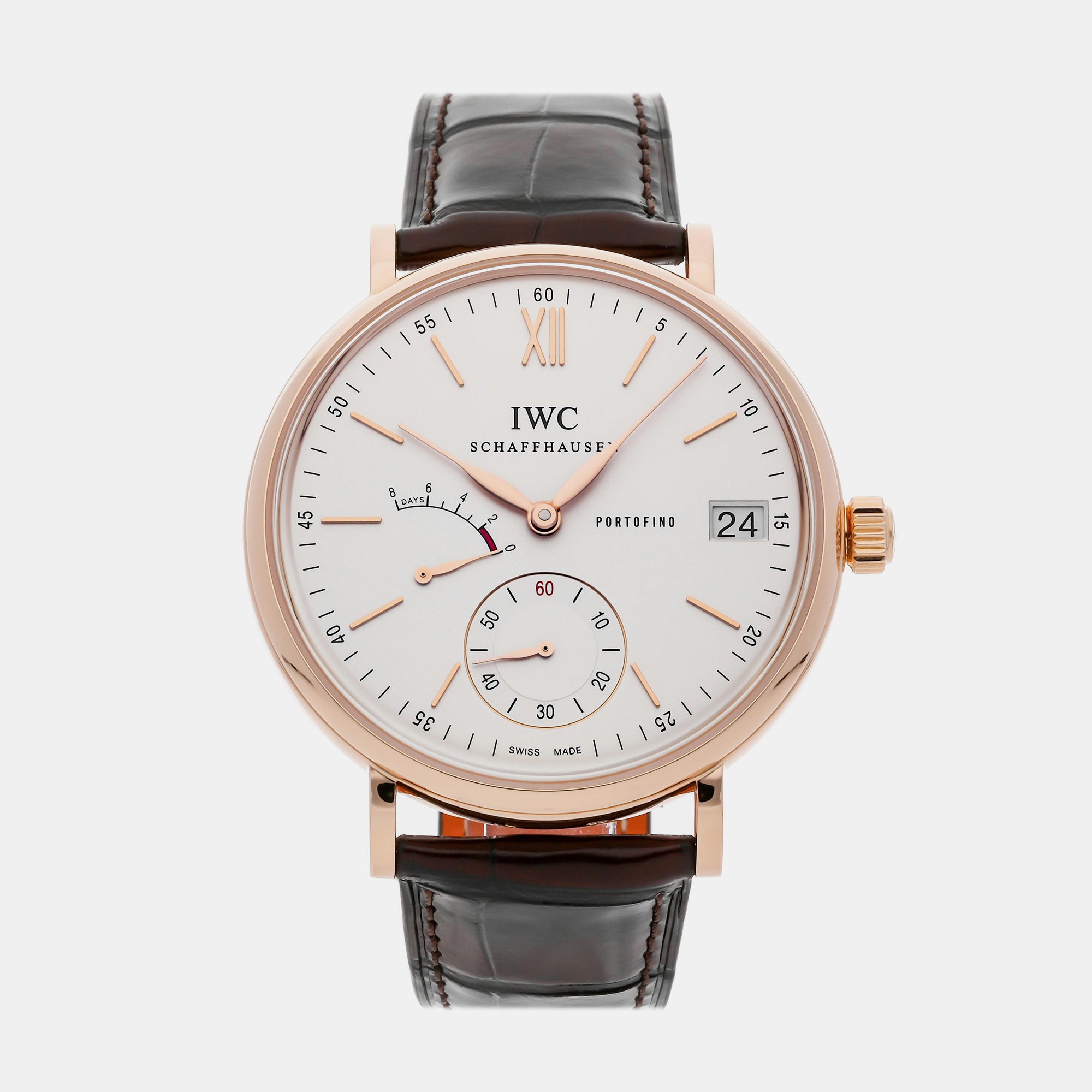 

IWC Silver 18k Rose Gold Portofino IW5101-07 Manual Winding Men's Wristwatch 45 mm