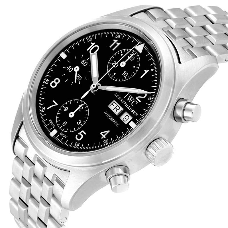 

IWC Black Stainless Steel Pilot Flieger Chronograph IW370603 Men's Wristwatch
