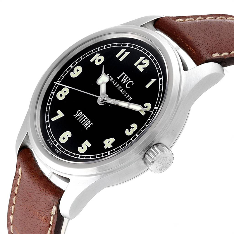 

IWC Black and Stainless Steel Leather Mark XV Spitfire IW3253005 Men's Wristwatch