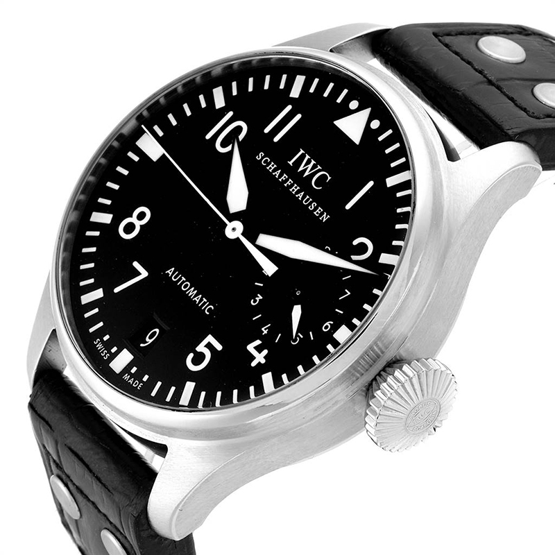 

IWC Black Stainless Steel and Leather Classic Pilot Big IW500401 Men's Wristwatch