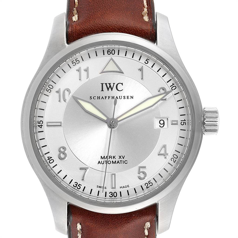 

IWC Silver Stainless Steel and Leather Mark XV Spitfire IW325313 Men's Wristwatch