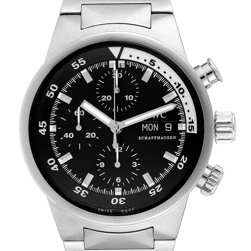 

IWC Black Stainless Steel Aquatimer Automatic Chronograph Day Date IW371928 Men's Wristwatch