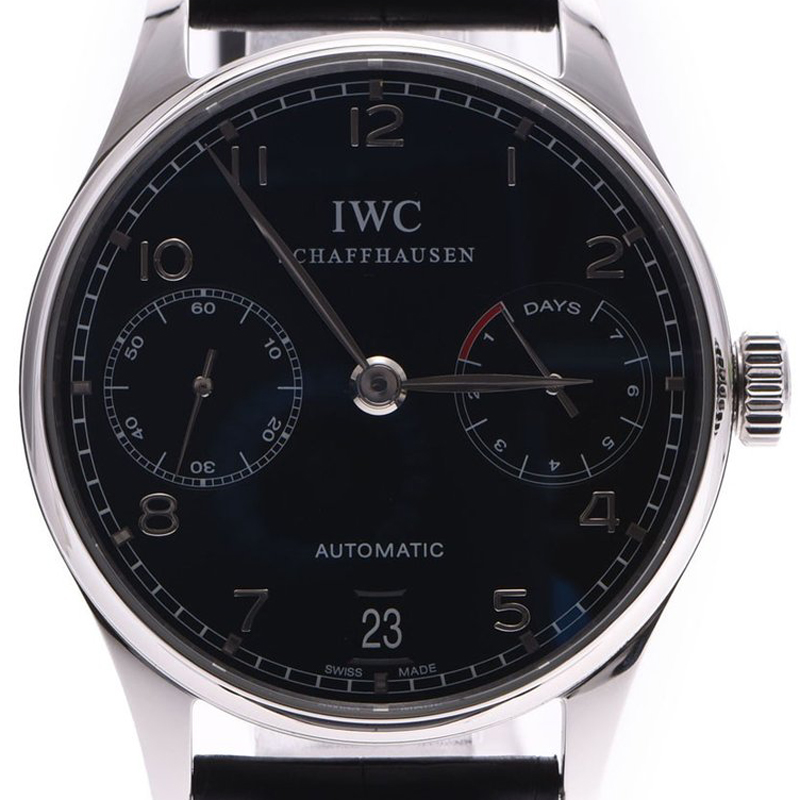 

IWC Black Stainless Steel and Leather Schaffhausen IW500109 Men's Wristwatch