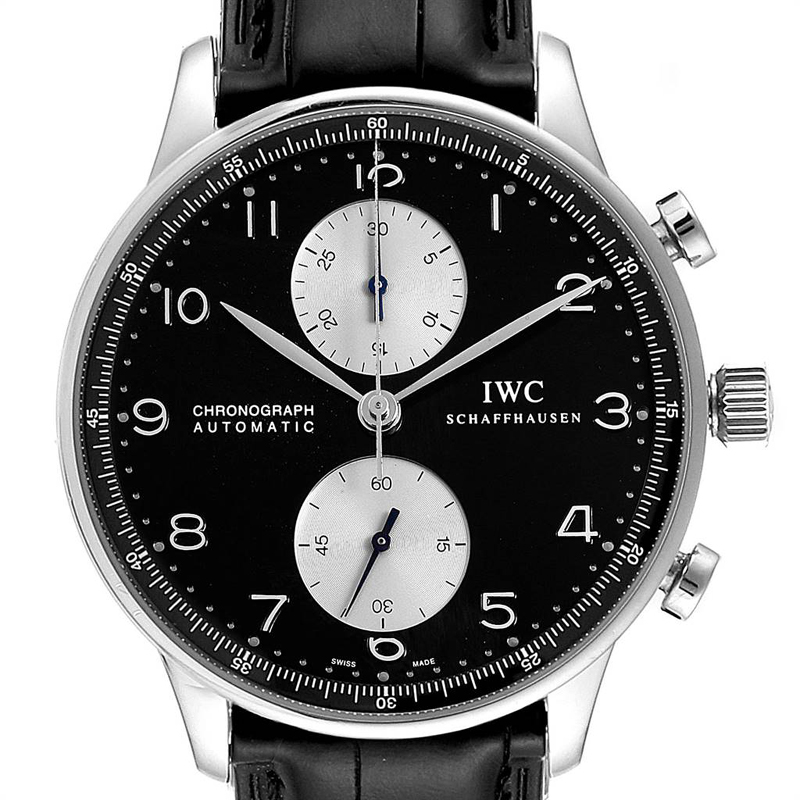 

IWC Black Stainless Steel Portuguese Chrono Automatic IW371404 Men's Wristwatch