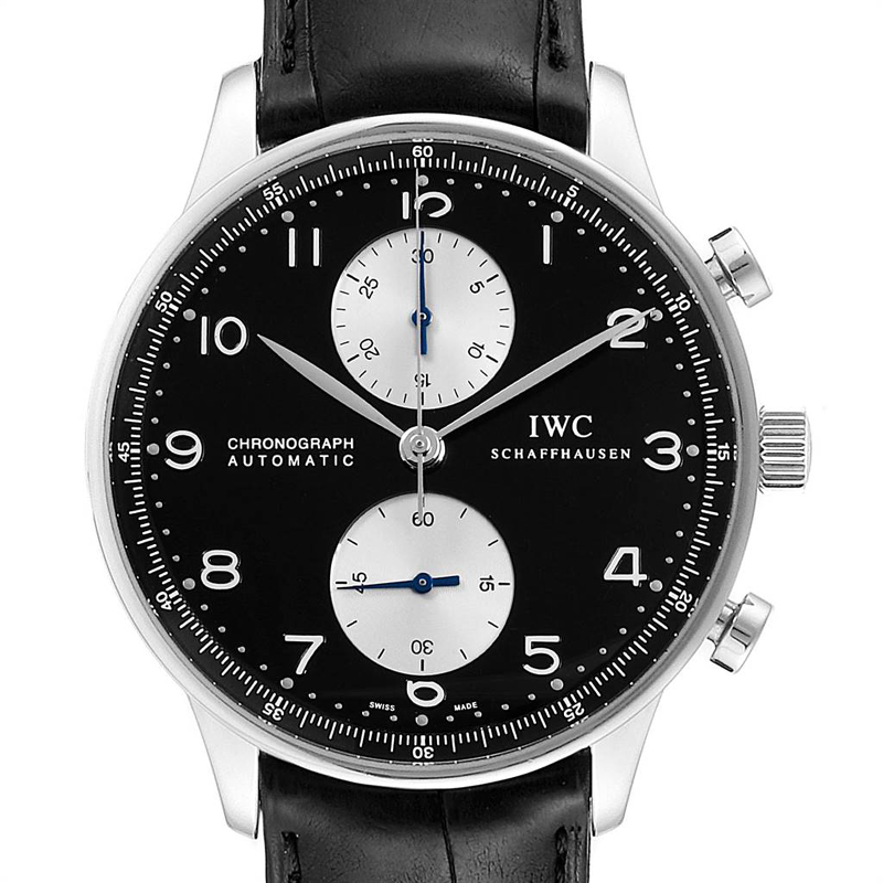 

IWC Black Stainless Steel Portuguese Chrono Automatic IW371404 Men's Wristwatch