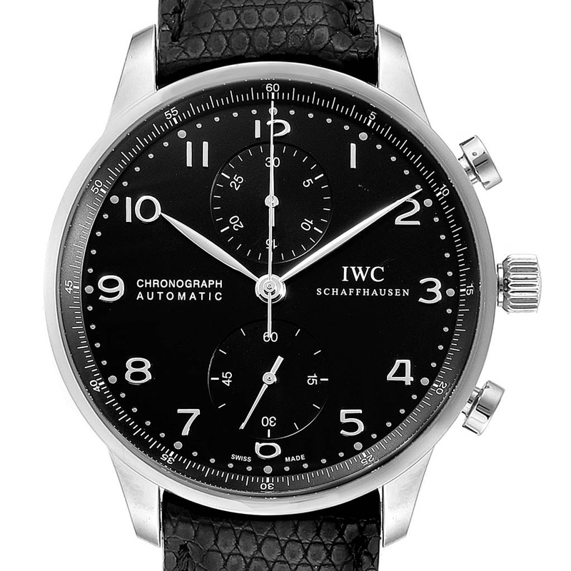 

IWC Black Stainless Steel Portuguese Chrono Automatic IW371438 Men's Wristwatch