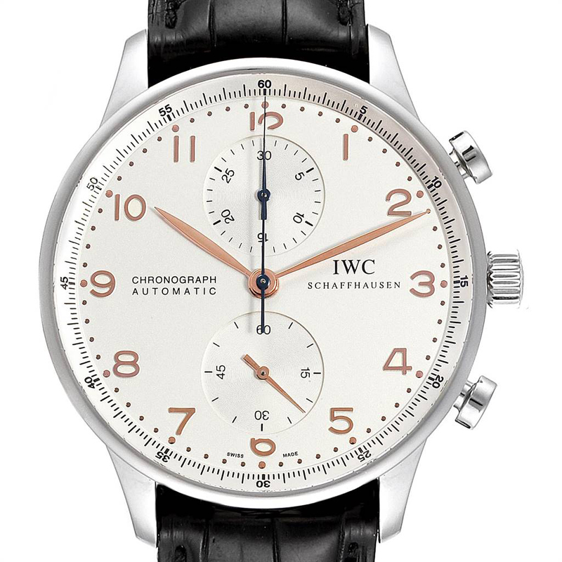 

IWC White Stainless Steel Portuguese Chronograph Automatic IW371401 Men's Wristwatch