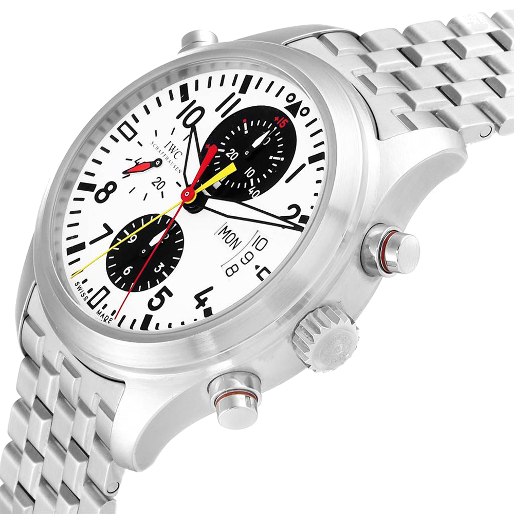 

IWC White/Black Stainless Steel Spitfire Rattrapante Panda IW371803 Men's Wristwatch