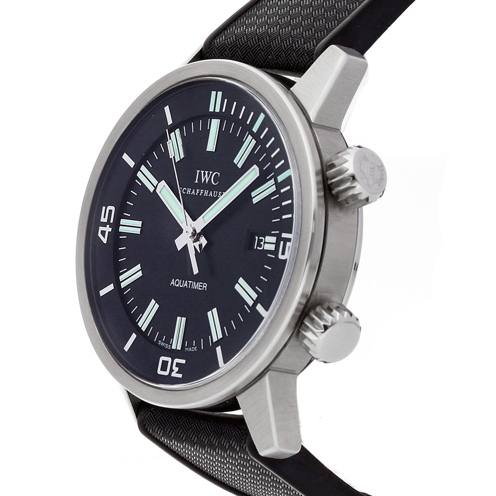 

IWC Black Stainless Steel and Rubber Vintage Aquatimer Automatic IW3231-01 Men's Wristwatch