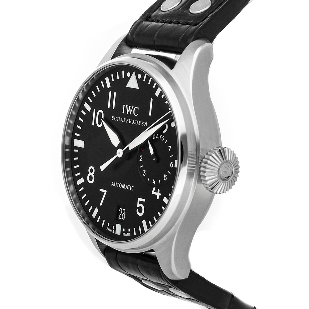 

IWC Black Stainless Steel and Leather Big Pilot's IW5009-01 Men's Wristwatch