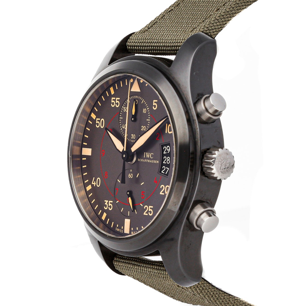 

IWC Grey Anthracite Canvas Ceramic and Titanium Chronograph Pilot's IW3880-02 Men's Wristwatch