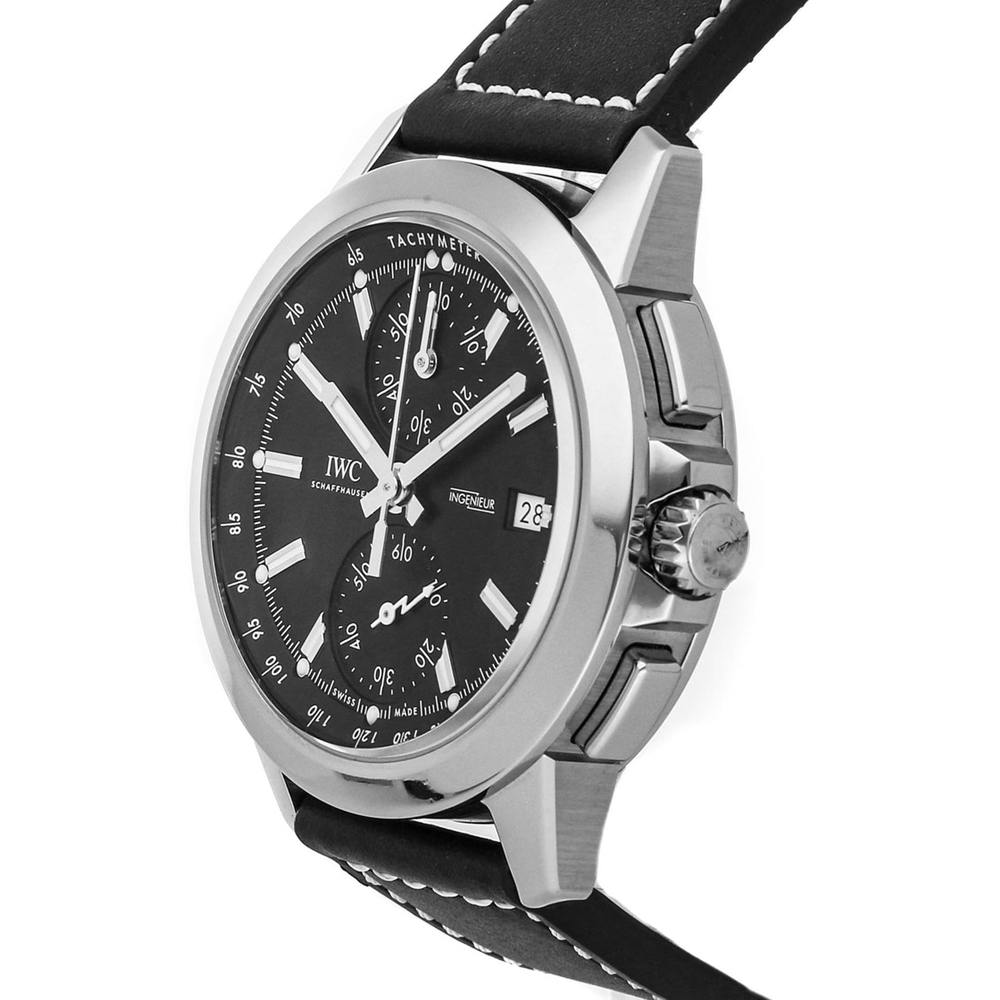 

IWC Black Stainless Steel and Titanium Leather Ingenieur Chronograph IW3809-01 Men's Wristwatch