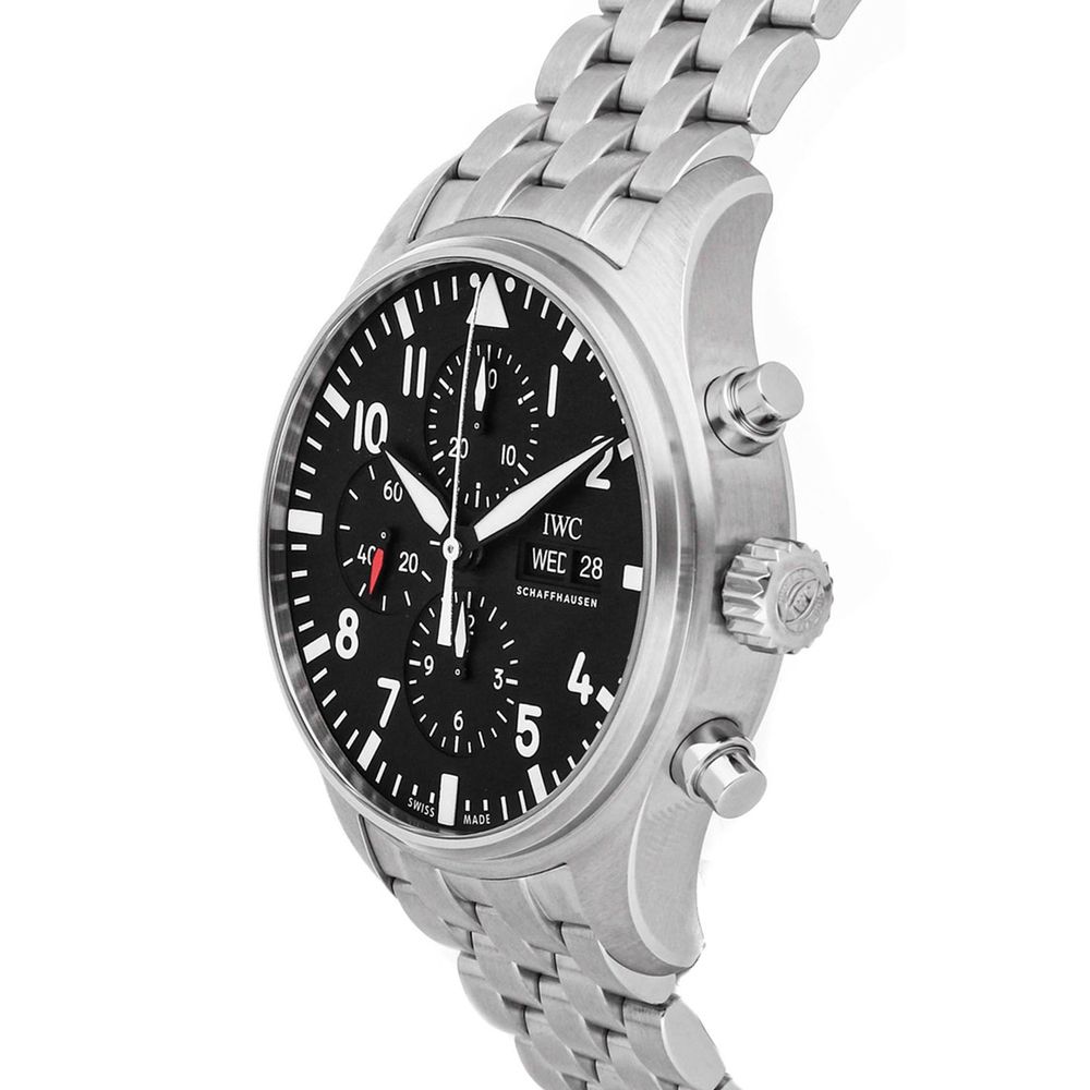 

IWC Black Stainless Steel Pilot Chronograph IW3777-10 Men's Wristwatch