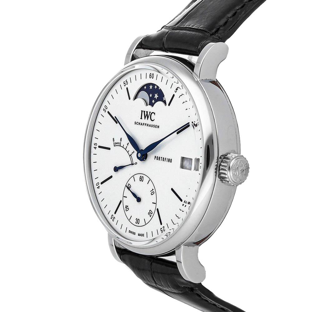 

IWC White Stainless Steel Portofino Hand-Wound Moon Phase Edition