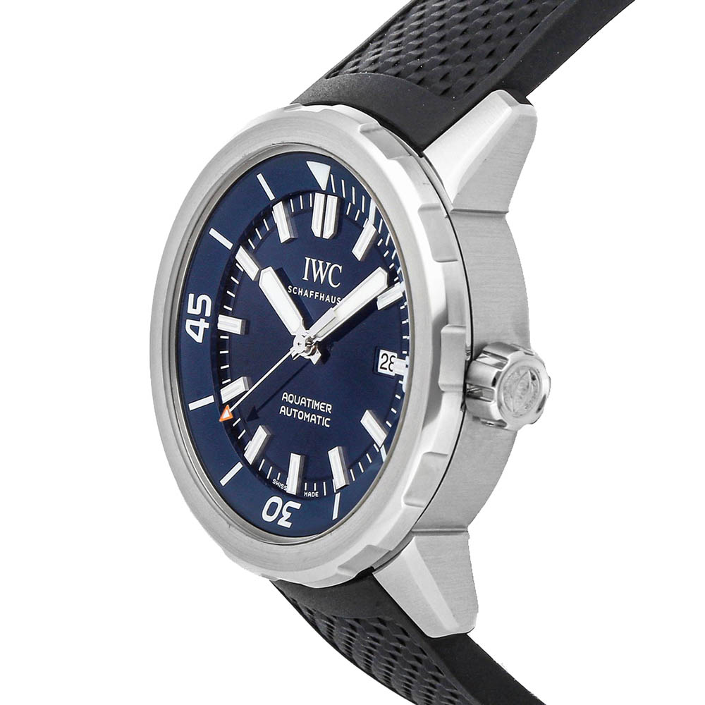 

IWC Blue Stainless Steel Aquatimer Automatic Edition Expedition Jacques-Yves Cousteau IW3290-05 Men's Wristwatch