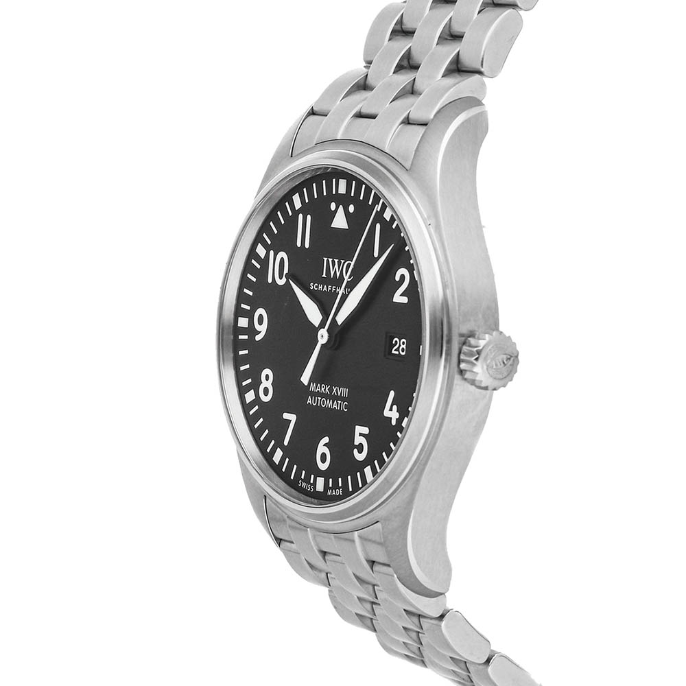 

IWC Black Stainless Steel Pilot's Watch Mark XVIII IW3270-15 Men's Wristwatch