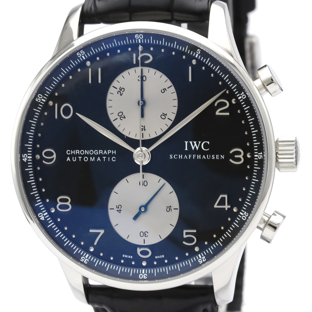 

IWC Black Stainless Steel Portuguese Chronograph Automatic IW371404 Men's Wristwatch