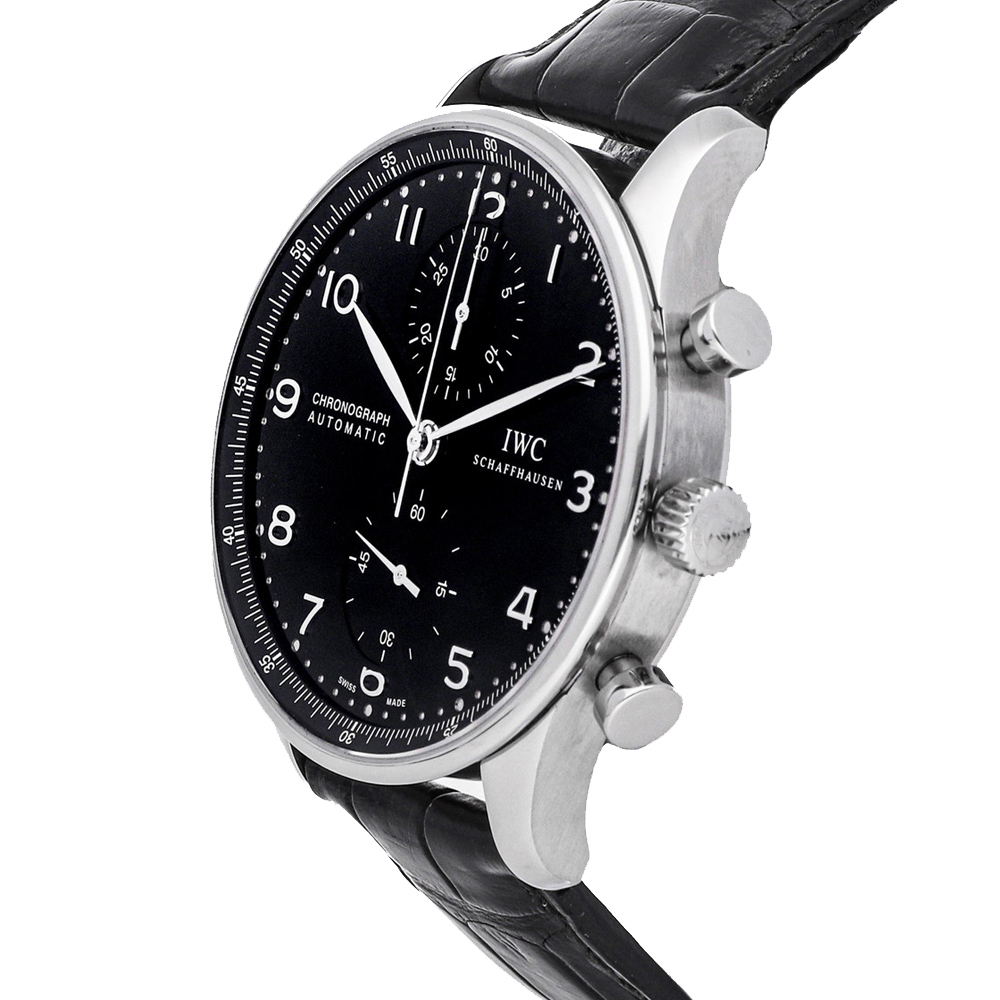 

IWC Black Stainless Steel Portugieser Chronograph IW3714-47 Men's Wristwatch