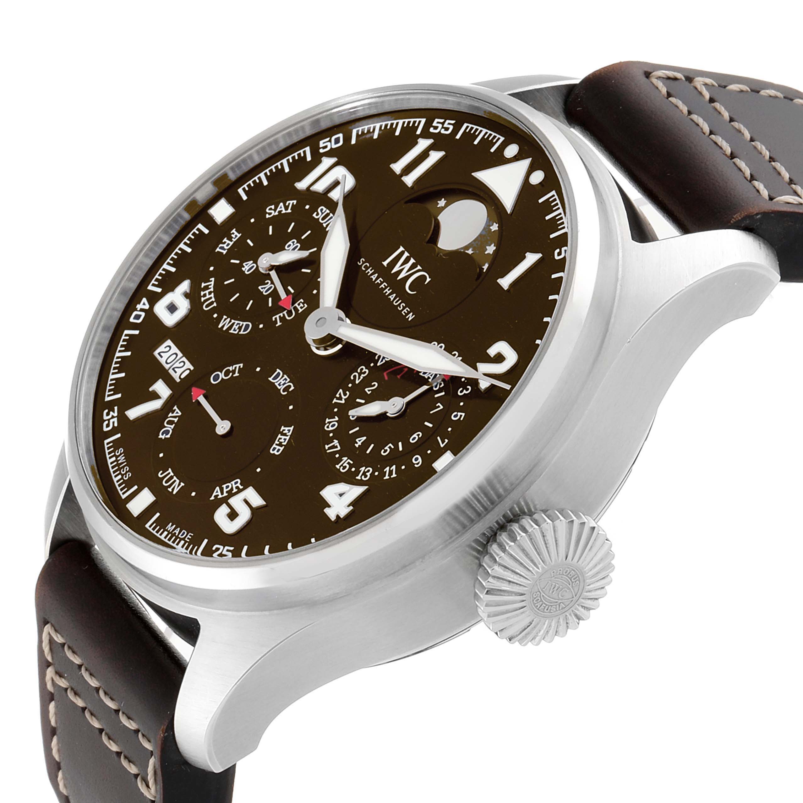 

IWC Brown Stainless Steel Big Pilot Prepetual Calendar IW503801 Men's Wristwatch