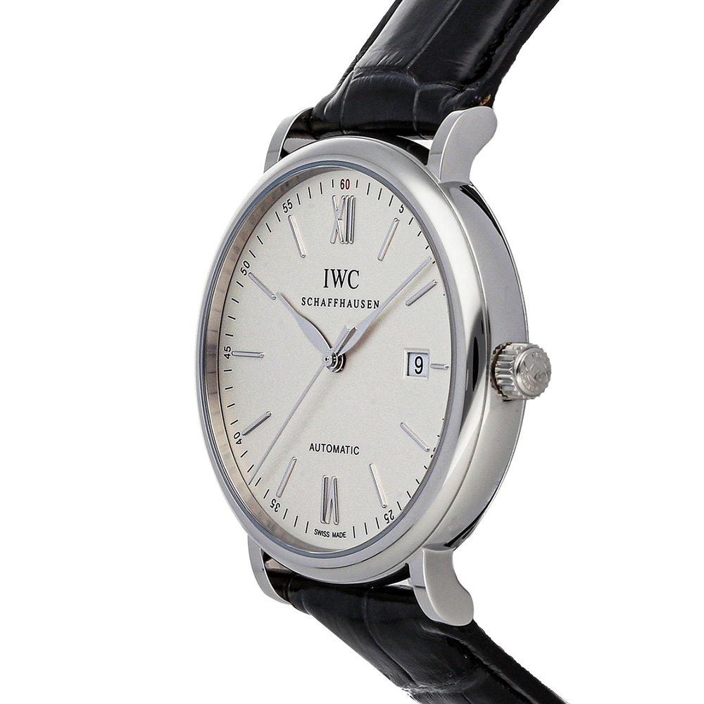 

IWC Silver Stainless Steel Portofino Automatic IW3565-01 Men's Wristwatch, Black