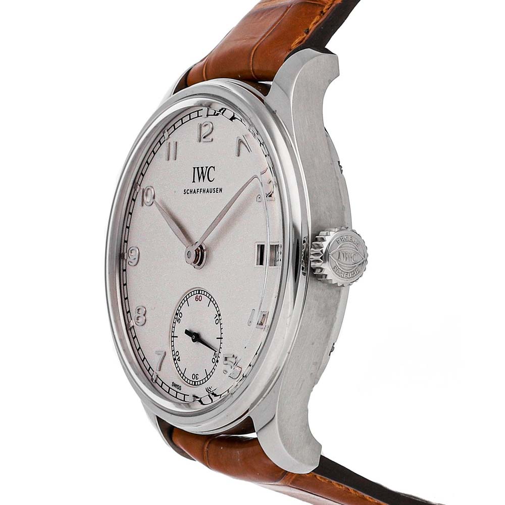 

IWC Silver Stainless Steel Portugieser Hand Wound Eight Days IW5102-03 Men's Wristwatch