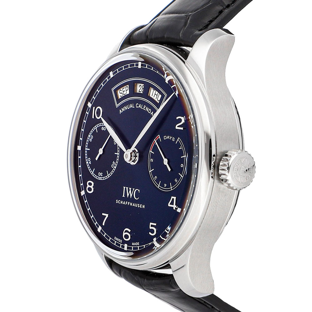 

IWC Blue Stainless Steel Portugieser Annual Calendar IW5035-02 Men's Wristwatch