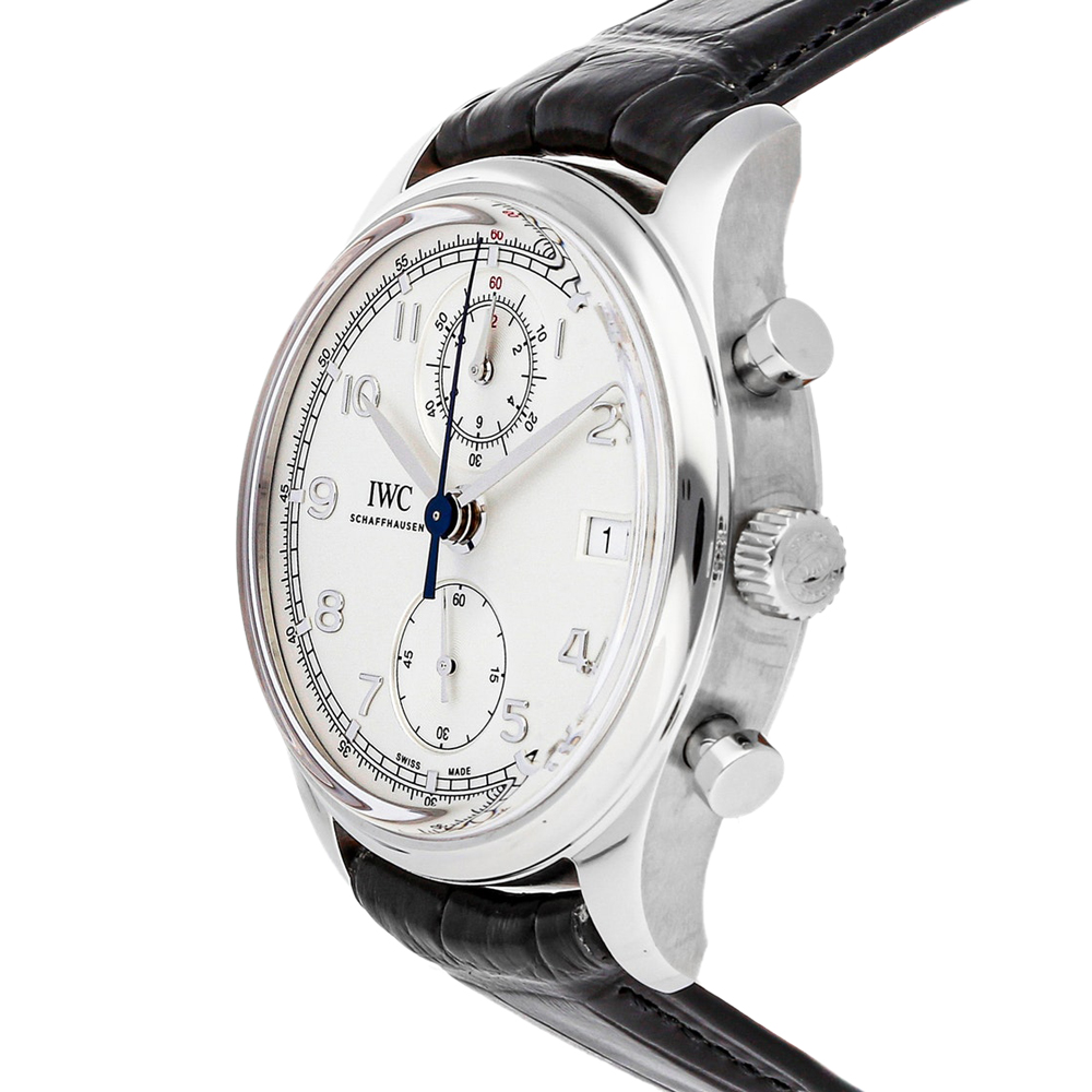 

IWC Silver Stainless Steel Portugieser Chronograph "In House Movement" IW3904-03 Men's Wristwatch