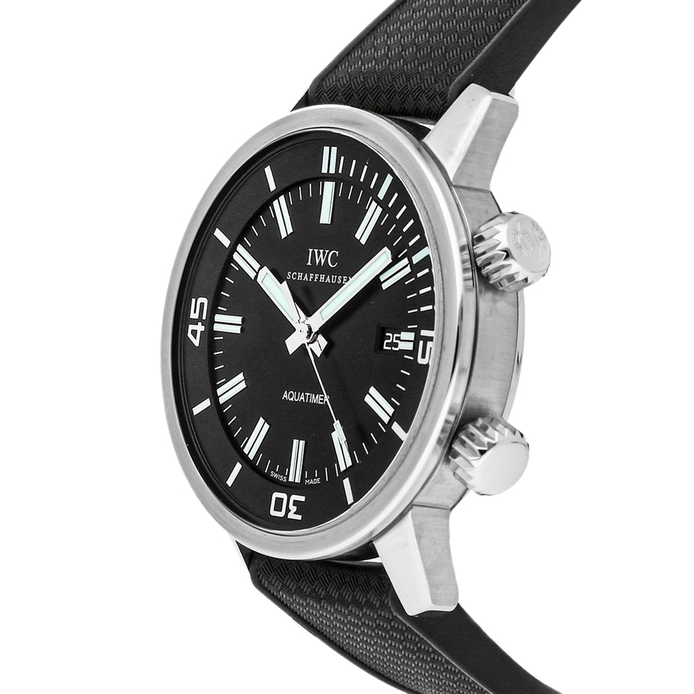 

IWC Black Stainless Steel and Rubber Vintage Aquatimer Automatic IW3231-01 Men's Wristwatch