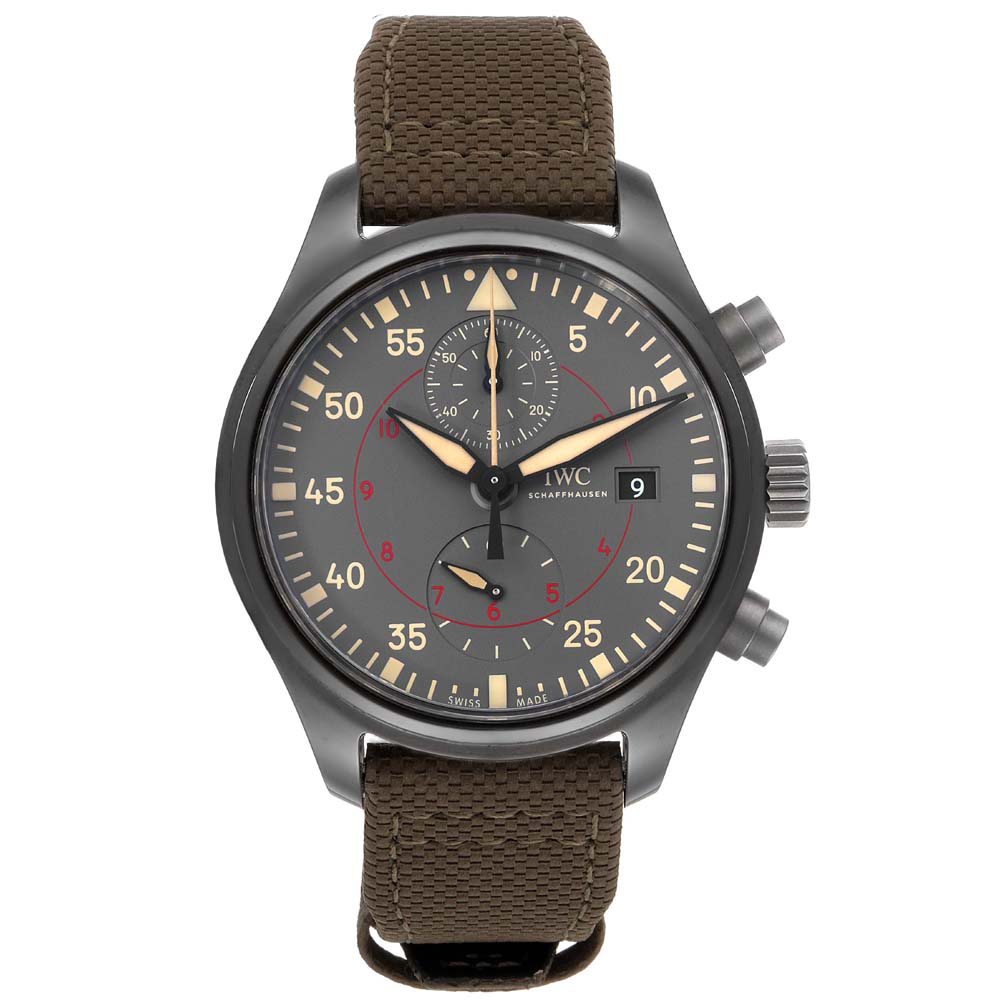 Pre-owned Iwc Schaffhausen Grey Ceramic Pilot Top Gun Miramar Iw389002 ...