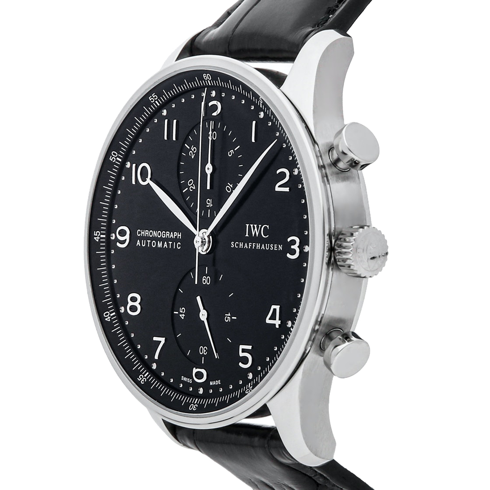 

IWC Black Stainless Steel Portugieser Chronograph IW3714-47 Men's Wristwatch 40 MM