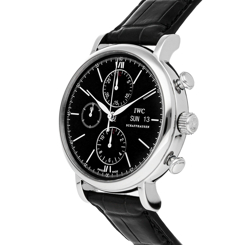 

IWC Black Stainless Steel Portofino Chronograph IW3910-08 Men's Wristwatch 42 MM